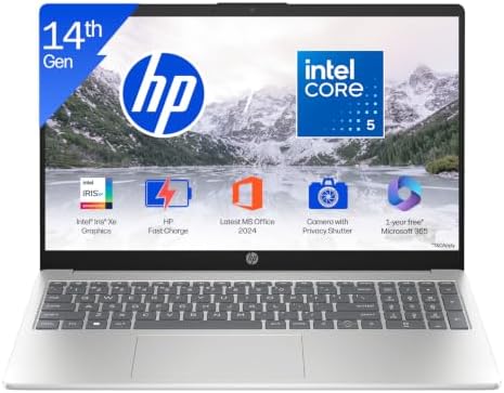 HP 15 (i5 14th Gen), Intel Core 5, 16GB RAM (Upgradeable), 512GB SSD, FHD, Anti-Glare, 15.6''/39.6cm, Win11, M365 Basic(1yr), Office24, Silver,1.59kg, fd0682tu, FHD Camera w/Shutter, Backlit Laptop - Image 4