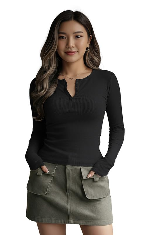 Dream Beauty Fashion Women's Long Sleeve Slim Fit Top/T-Shirt Henley Neck Casual (BZF-Top-Saiyaara-1) - Image 4