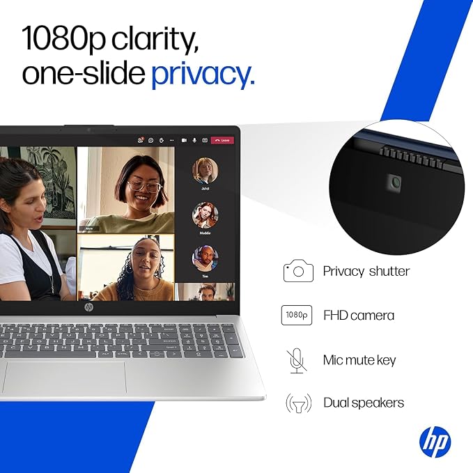 HP 15 (i5 14th Gen), Intel Core 5, 16GB RAM (Upgradeable), 512GB SSD, FHD, Anti-Glare, 15.6''/39.6cm, Win11, M365 Basic(1yr), Office24, Silver,1.59kg, fd0682tu, FHD Camera w/Shutter, Backlit Laptop - Image 5