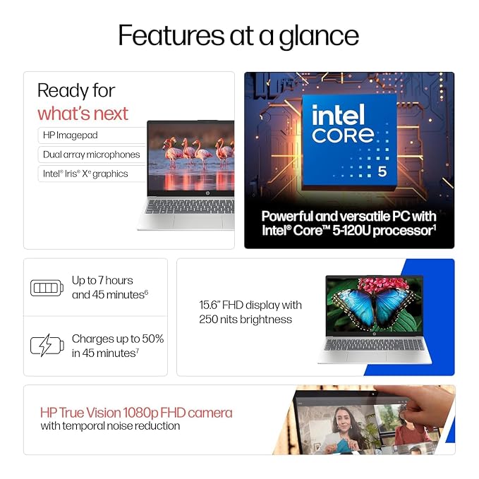 HP 15 (i5 14th Gen), Intel Core 5, 16GB RAM (Upgradeable), 512GB SSD, FHD, Anti-Glare, 15.6''/39.6cm, Win11, M365 Basic(1yr), Office24, Silver,1.59kg, fd0682tu, FHD Camera w/Shutter, Backlit Laptop - Image 7